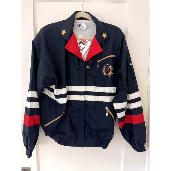 NWT Deadstock Vintage Fila Red White Blue Windbreaker Size 10 90s - Picture 1 of 10